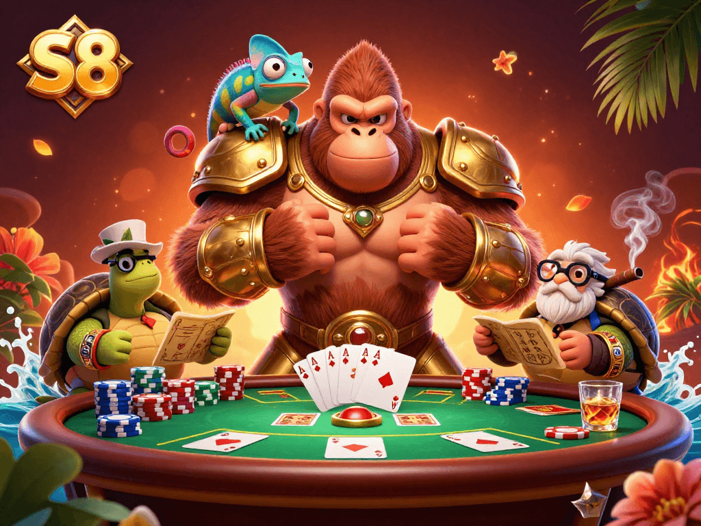 S8 offers immersive online poker experiences featuring vibrant gaming elements and engaging characters.