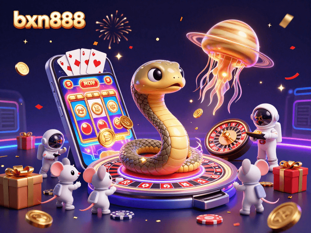 Experience thrilling action at bxn888 with a captivating cosmic casino scene, where bets are placed on Saturn’s rings!