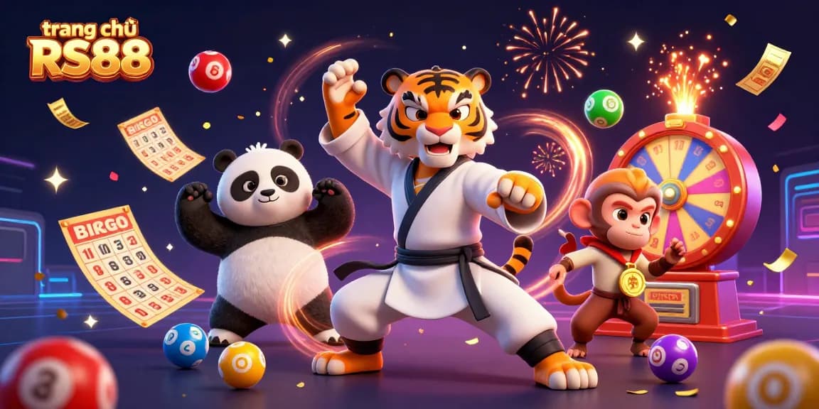 Experience the vibrant action of trang chủ RS88 with dynamic lottery elements and lively characters.