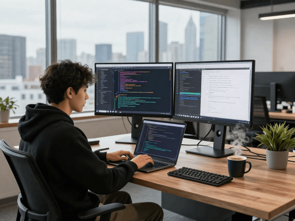 Creating innovative software solutions with crushonai in a modern development workspace