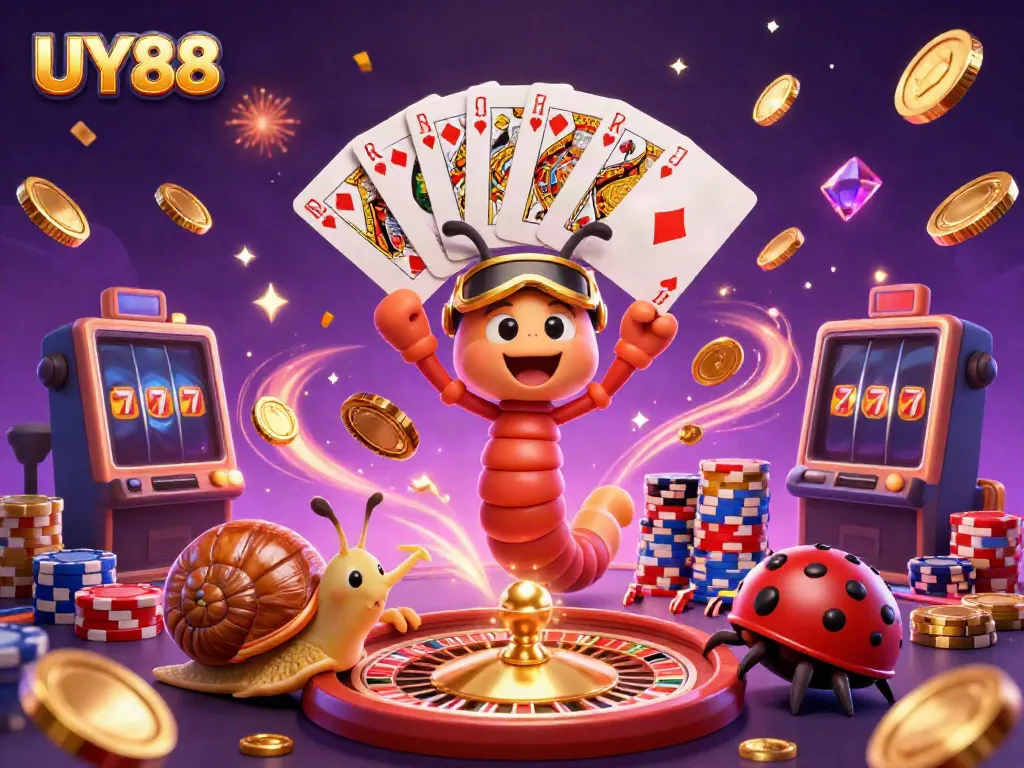 Play exciting games with UY88's vibrant casino, featuring playful characters and thrilling elements.