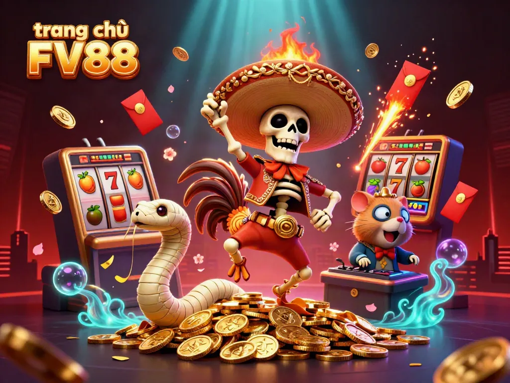 Experience the dynamic and thrilling environment of trang chủ FV88 with engaging characters and vibrant casino elements.