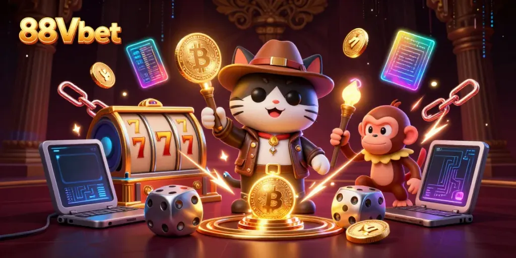Explore exciting casino adventures with 88Vbet as a playful cat archaeologist discovers treasures.