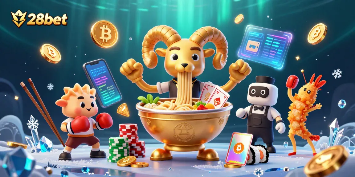 Engage with 28bet's thrilling world of casino games and cryptocurrency in vibrant 3D style.