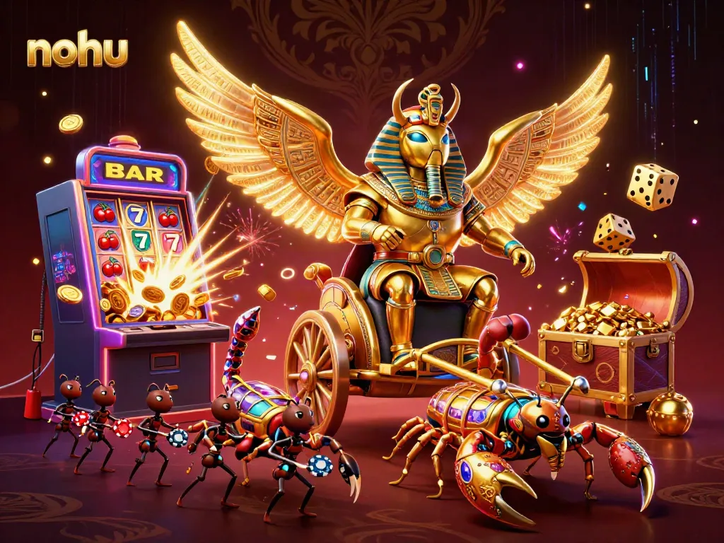 Experience thrilling jackpots at nohu with this dynamic 3D illustration of casino excitement.