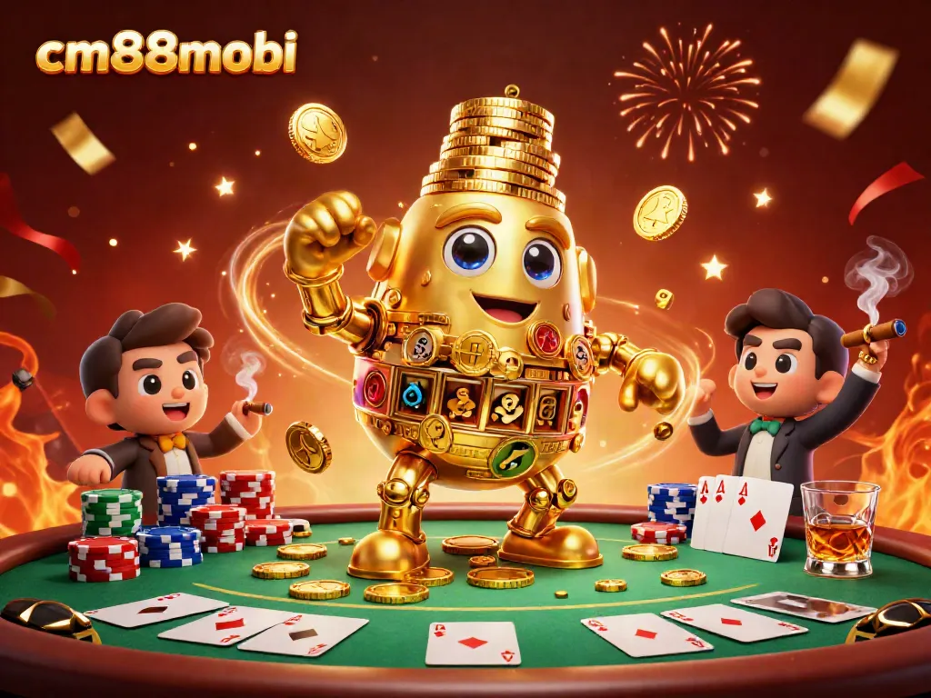 Engage in thrilling gameplay with cm88mobi's vibrant and dynamic 3D casino illustration.
