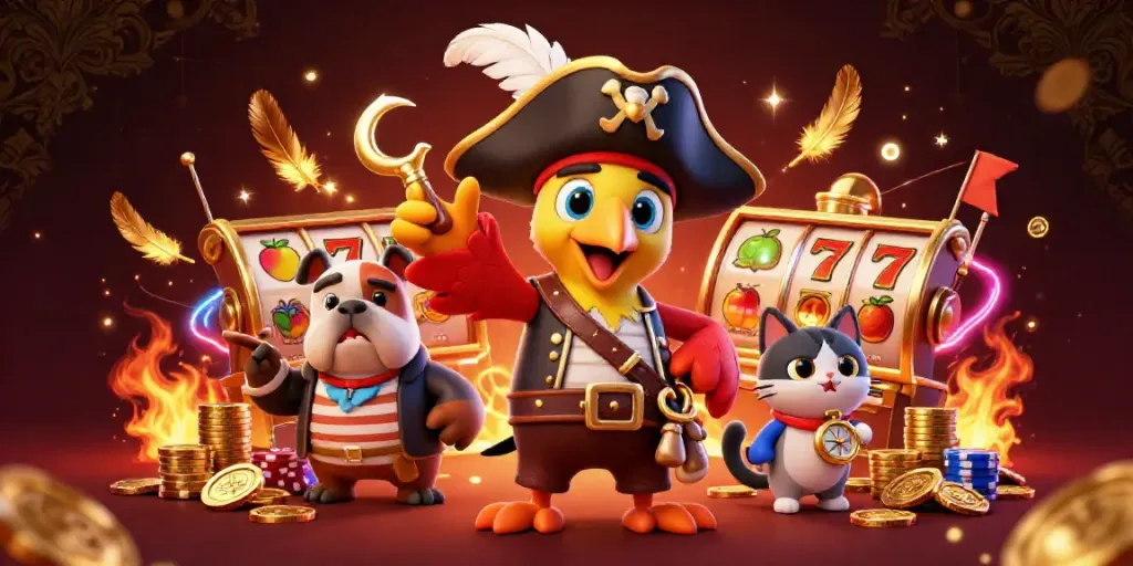 Engage in thrilling adventures with playb52club's vibrant casino scene featuring pirates and treasures.