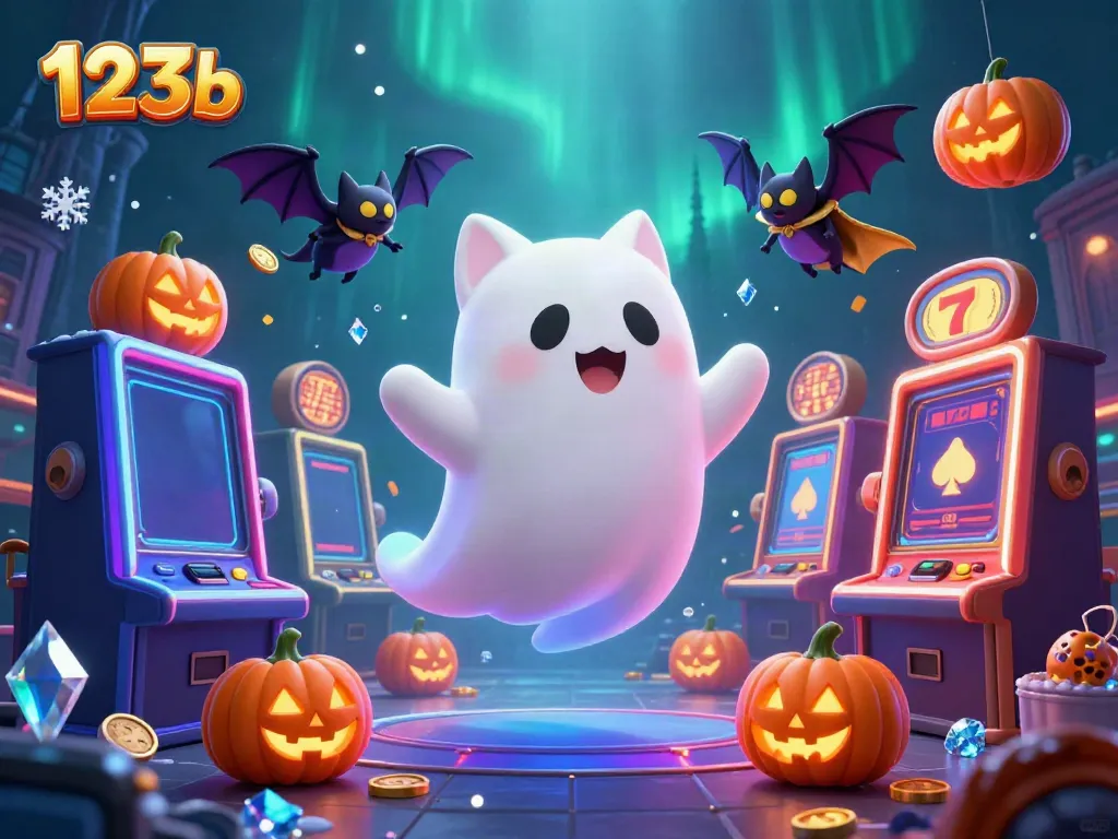 Experience the thrilling gameplay with 123b featuring ghostly characters and vibrant slot machines