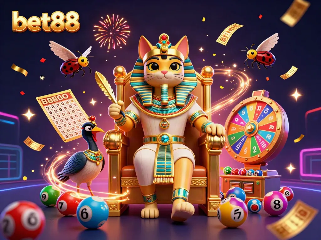Experience the excitement of bet88 in a vibrant, animated 3D casino scene filled with dynamic gaming elements.