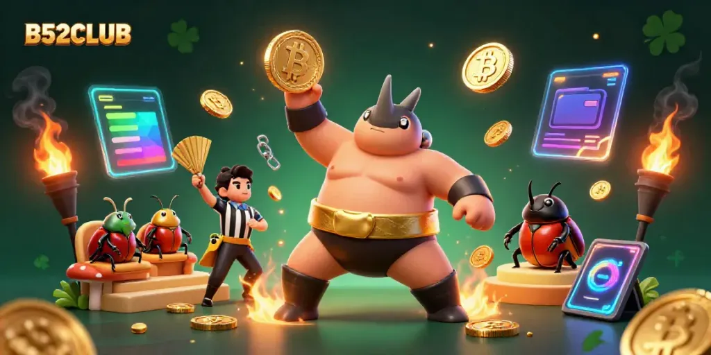 Experience thrilling action with B52CLUB as dynamic 3D characters engage in a high-stakes casino scene.