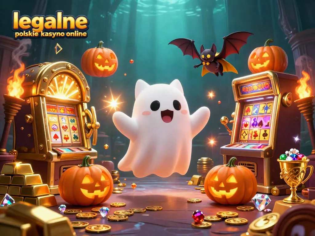Experience excitement at legalne polskie kasyno online with a ghost cat and vampire bat amid glowing treasures.