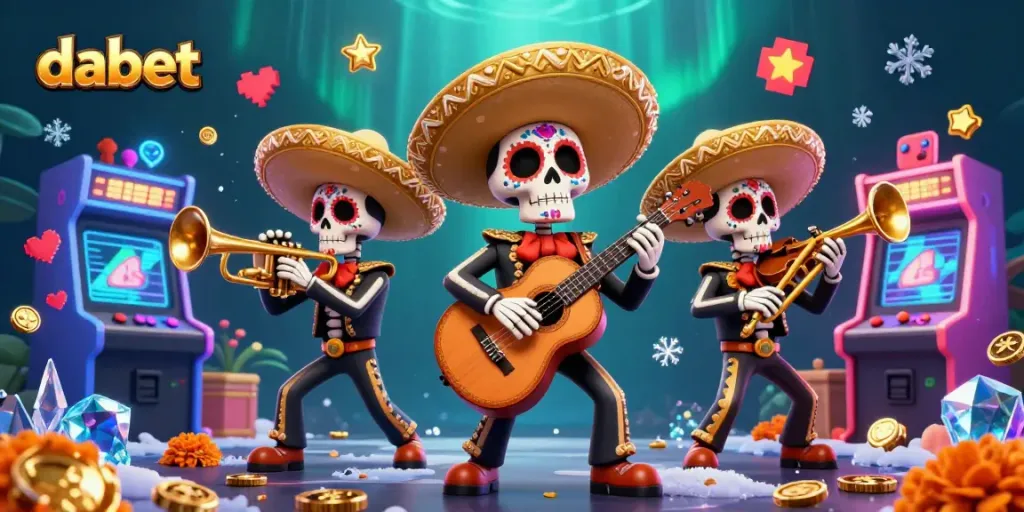 Dabet brings excitement with a vibrant 3D mariachi scene filled with colorful casino elements and animations.