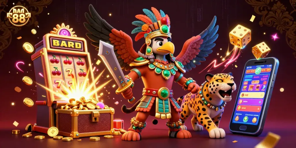 Experience thrilling wins with man88 at an exciting 3D casino scene featuring vibrant games and rewards.