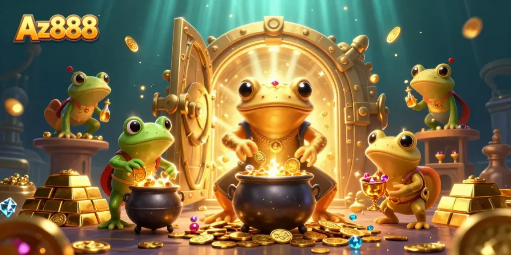 Az888 offers engaging gaming experiences with vibrant treasures in a magical alchemy scene.
