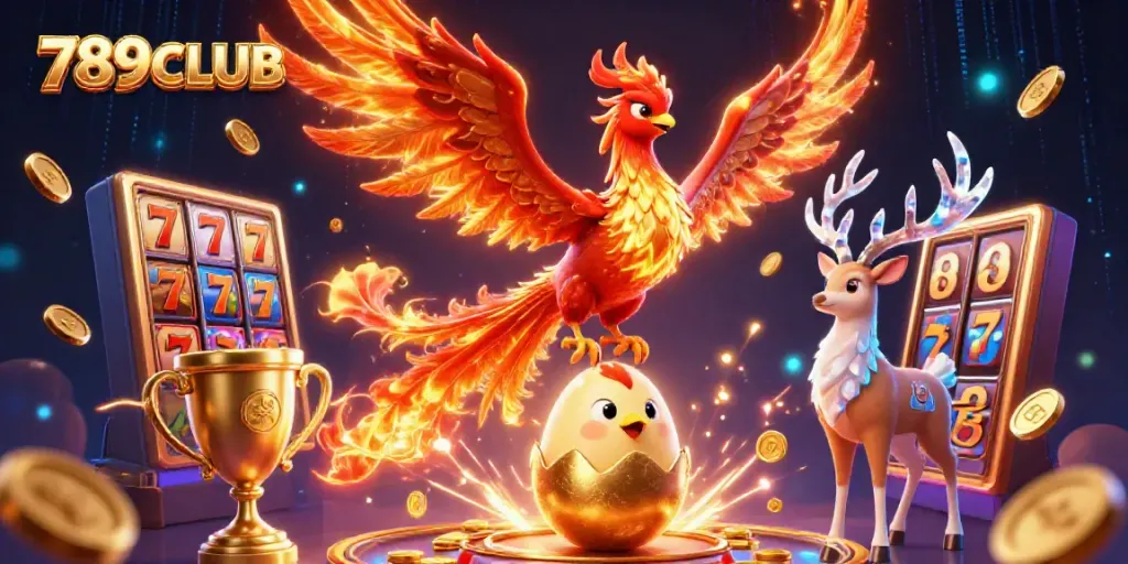 Bet on exciting games at 789CLUB with a golden phoenix and jackpot reels in action.