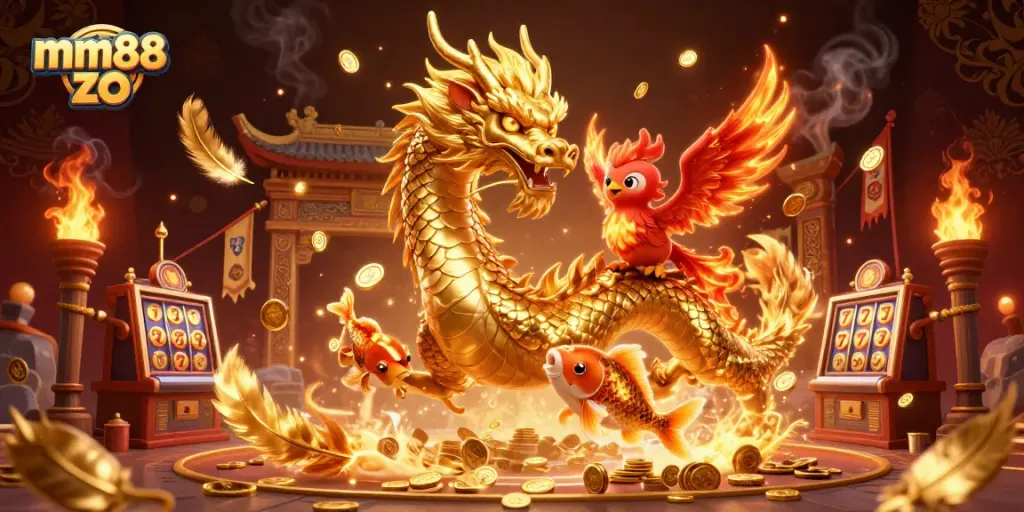 Engage in thrilling gameplay at mm88 zo with a vibrant casino scene featuring iconic characters and elements.