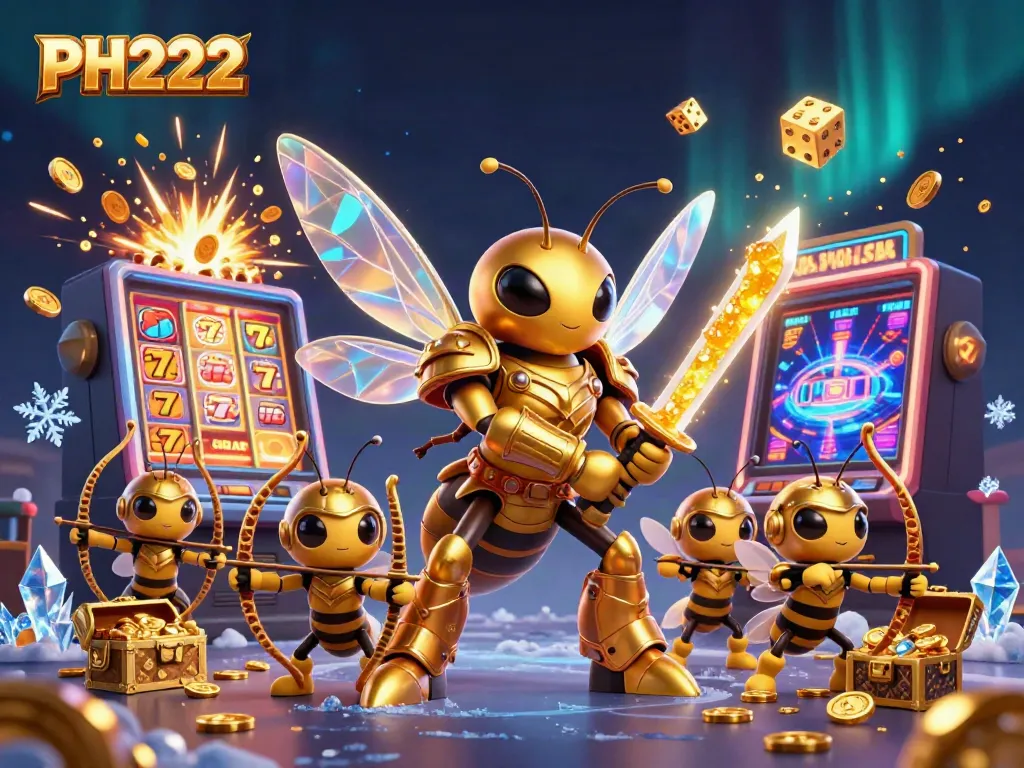 Experience the fun of PH222 online casino with giant hornets in samurai armor amid a jackpot explosion.