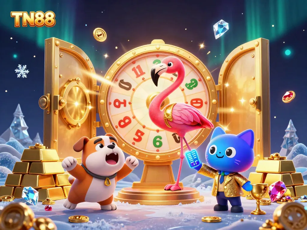 Spin the TN88 prize wheel with excitement, revealing golden treasures and gems!