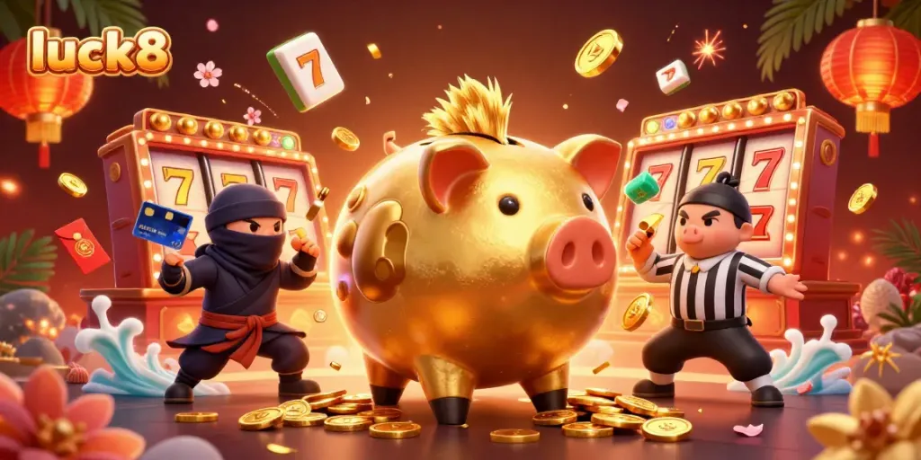 Engage with luck8's dynamic gaming world featuring a lively casino scene