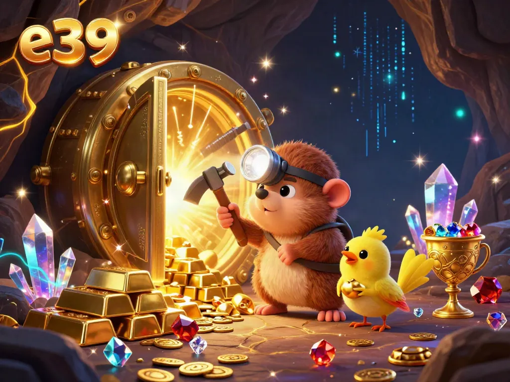 Experience the treasure hunt with E39, a whimsical casino-themed scene illustrating excitement and rewards.