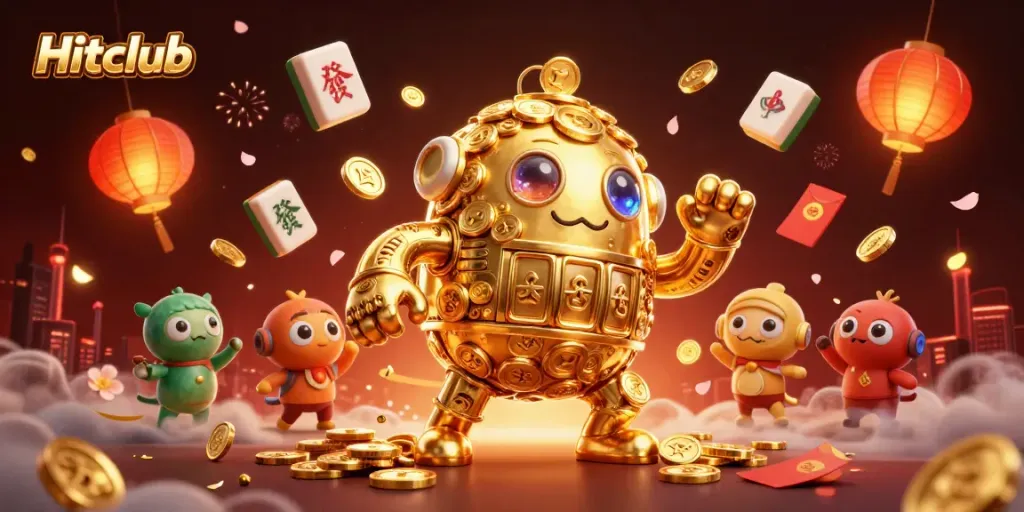 Engage with the Hitclub gaming experience as the golden golem embodies the thrill of winning.