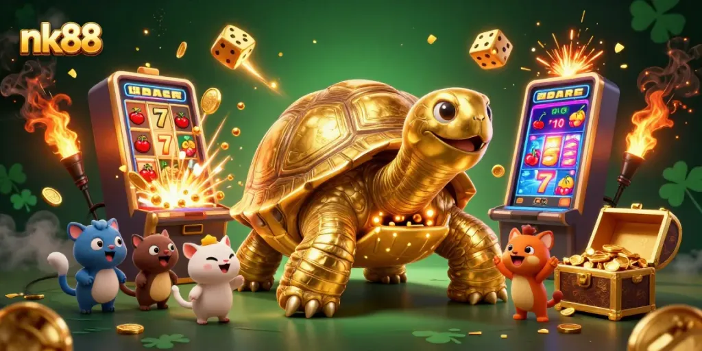 Play exciting games at nk88 with a golden tortoise pinball and slots bursting with winnings!
