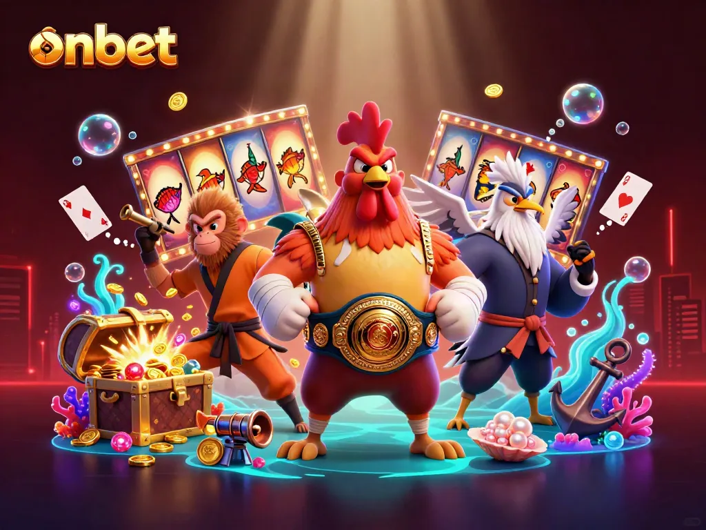 Experience thrilling moments at Onbet with dynamic characters and vibrant casino elements.