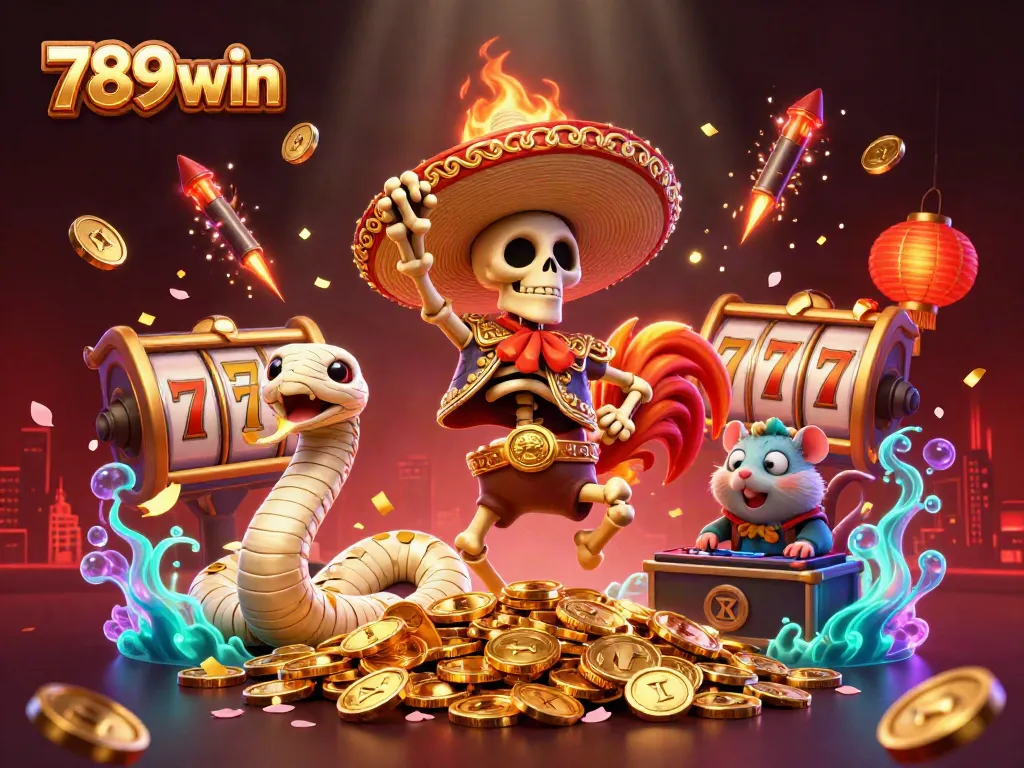 Experience the thrill of winning at 789win with a vibrant casino scene featuring engaging characters and lucky symbols.
