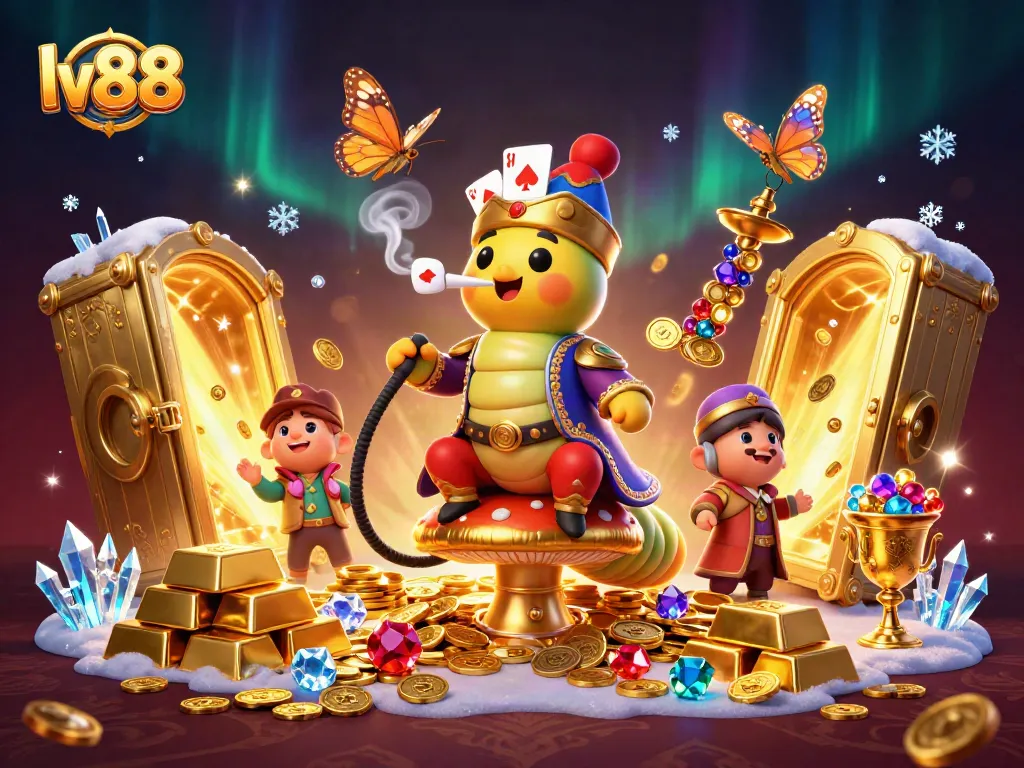 Engage with exciting lv88 gaming action in a vibrant 3D casino scene filled with treasures.