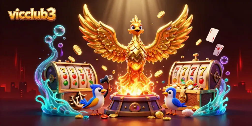 Engage in winning strategies at vicclub3 with vibrant casino-inspired art featuring slot elements.