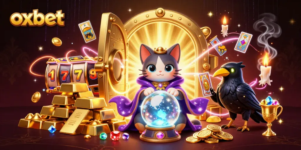 Engage with Oxbet's excitement as the mystic cat and raven unveil thrilling gaming adventures.