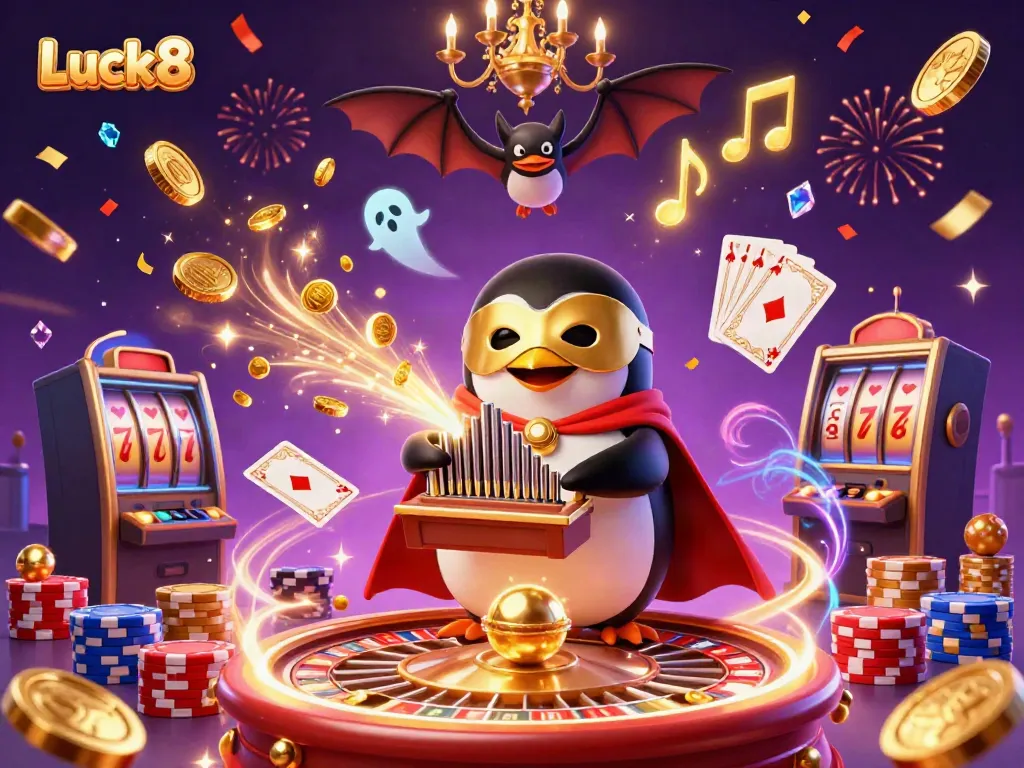 Experience thrilling gameplay with Luck8 in a vibrant, dynamic casino scene.