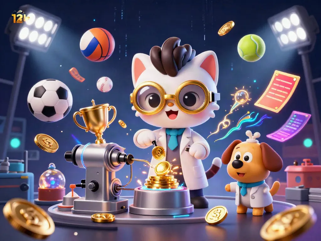 Engage with 123b through high-energy sports betting, featuring a mad scientist cat and assistant in a colorful lab.