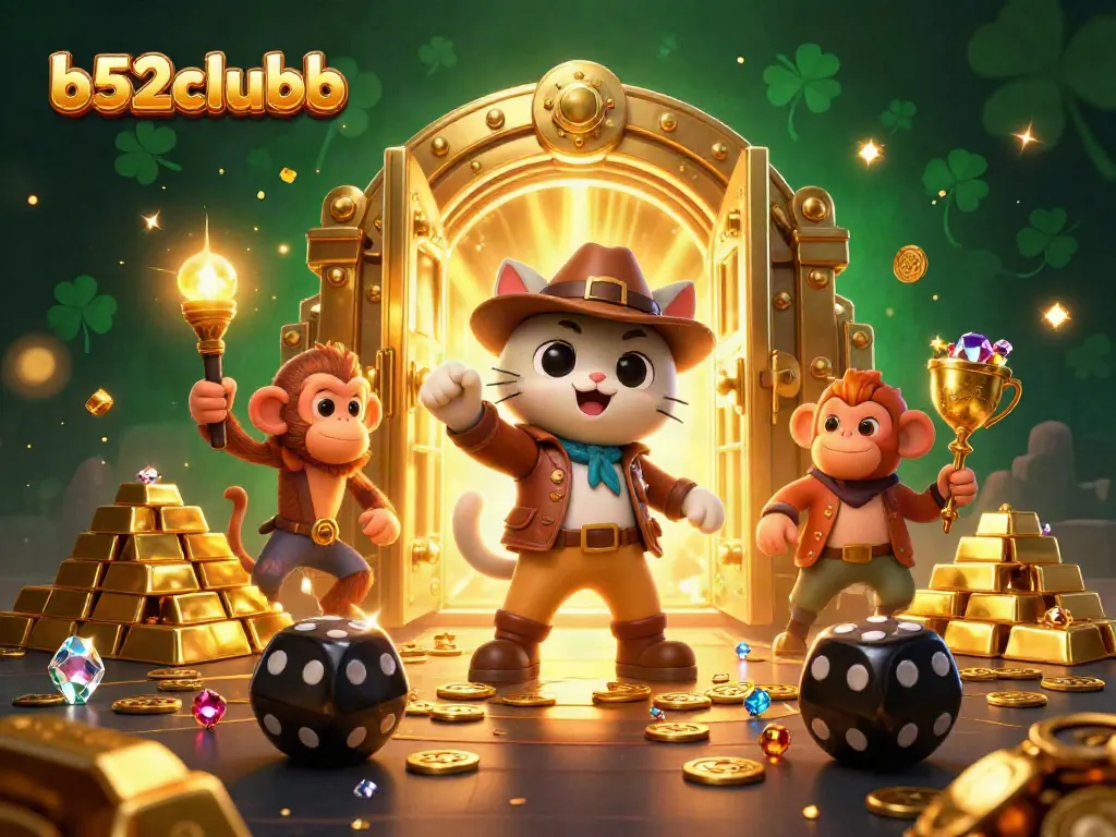 Experience gaming excitement with b52clubb as a cartoon archaeologist finds golden casino treasures