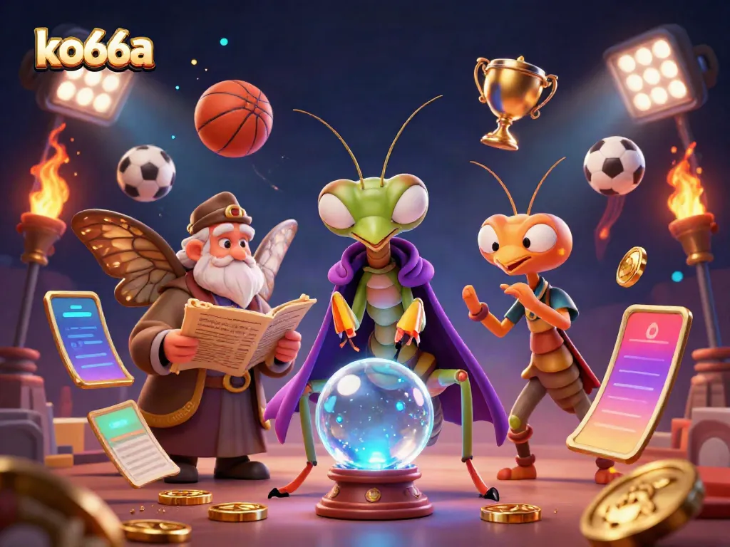 Experience thrilling action with ko66a players amidst a vibrant 3D casino scene filled with dynamic sports elements.