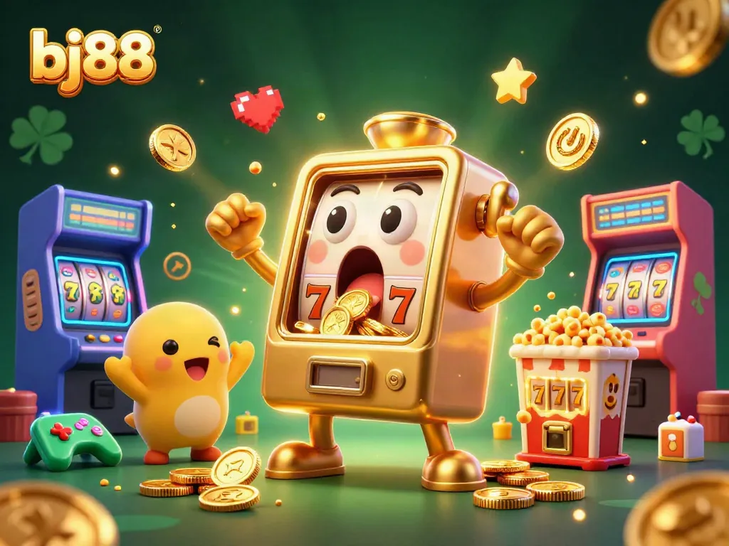 Experience the thrilling jackpot excitement with bj88's golden slot machines and vibrant casino visuals.