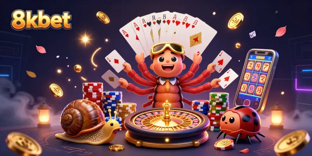 Experience vibrant gameplay at 8xbet with an exciting 3D casino scene featuring dynamic characters.