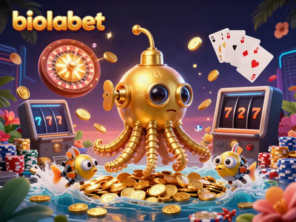 Experience excitement at Biolabet with a vivid underwater casino scene featuring golden treasures and thrilling game elements.