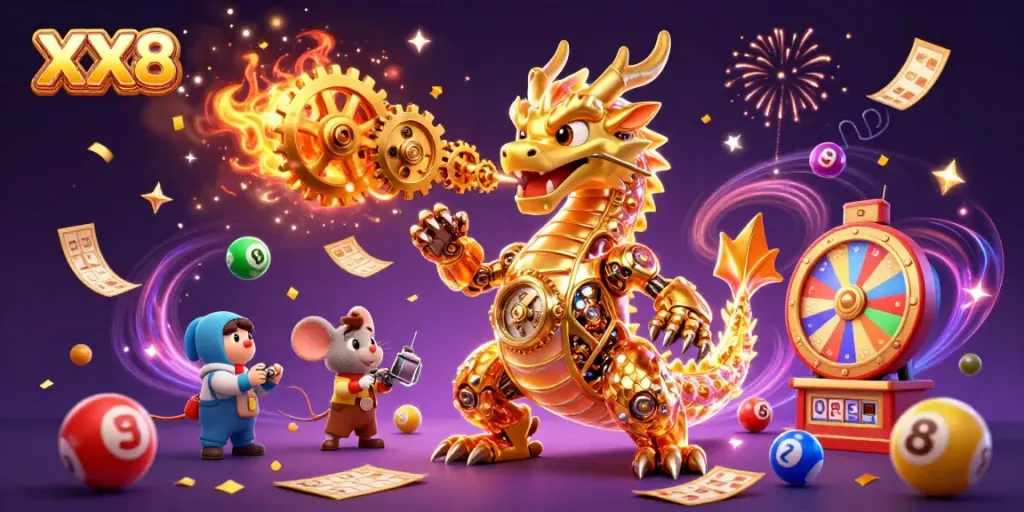 Experience the excitement of XX8 with a magical scene of joy, luck, and gaming chance.