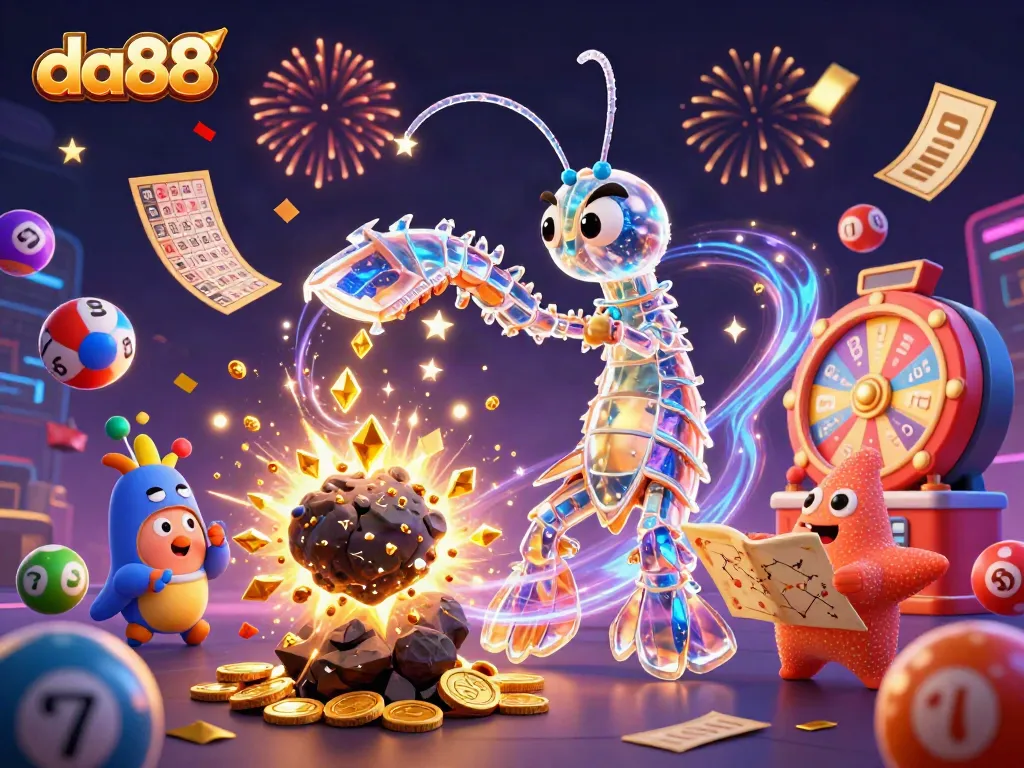 Experience thrilling wins with da88 as cartoon characters celebrate in an exciting casino scene.