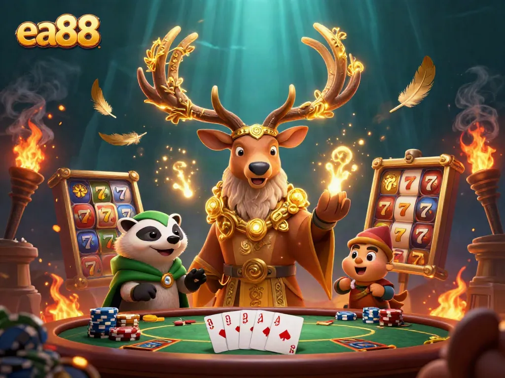 Spin and win with ea88 as the Celtic druid stag and wise badger enlighten the casino experience.