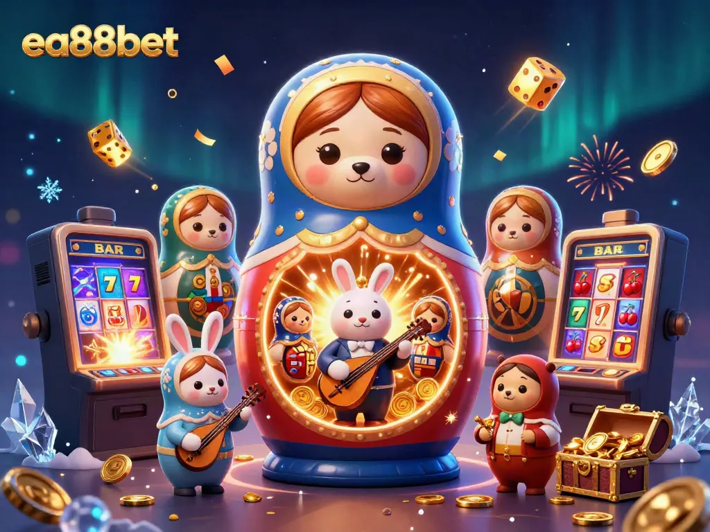Experience the thrilling world of ea88bet with vibrant casino elements and characters in a dynamic illustration.