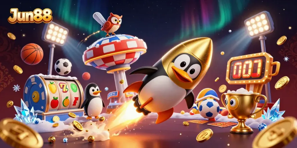 Experience thrilling gameplay and golden excitement at Jun88 Casino with unique 3D elements.