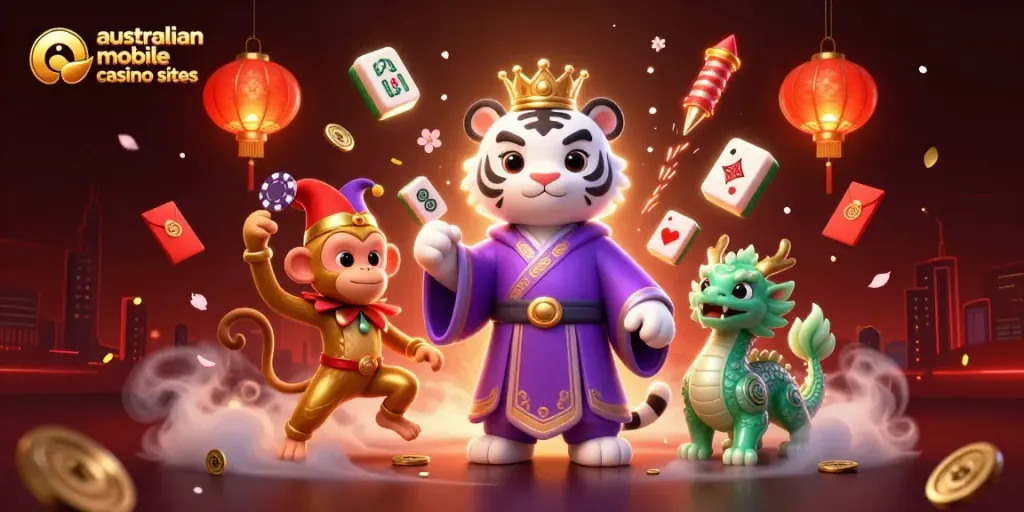 Play exciting games at australian mobile casino sites featuring unique characters and vibrant elements.