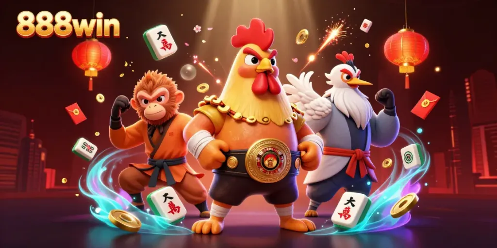 Explore thrilling moments at 888win with vibrant casino characters and festive elements