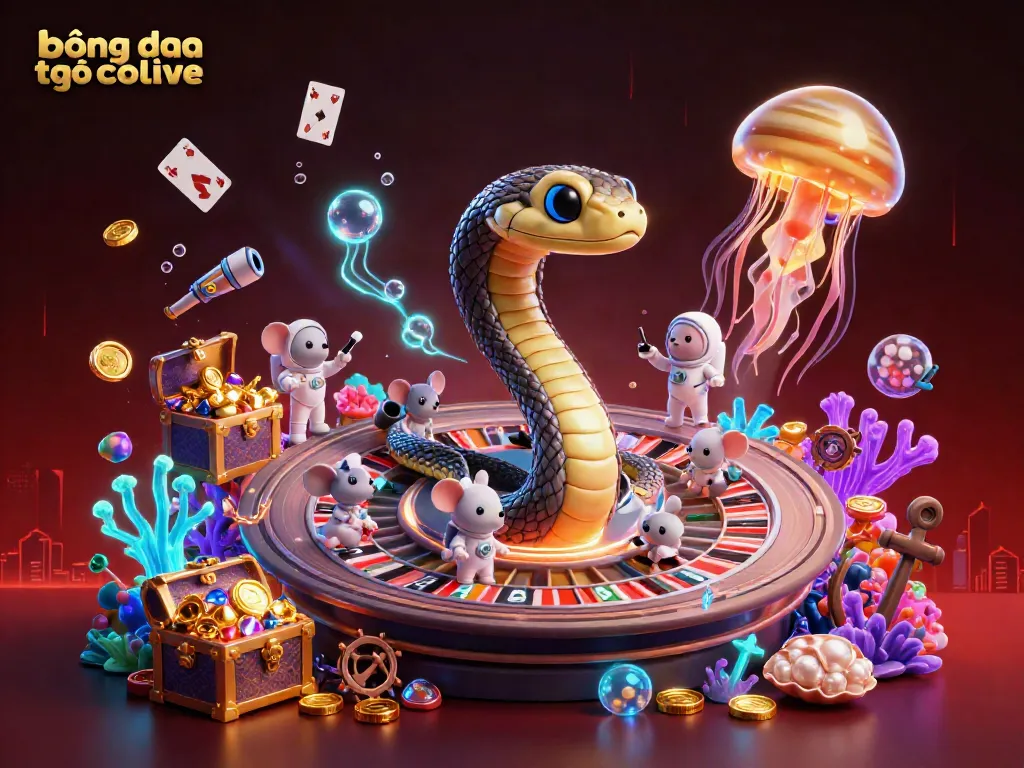 Engaging scene of bóng đá trực tuyến socolive showing astronaut mice betting on a cosmic roulette set against a vibrant background.