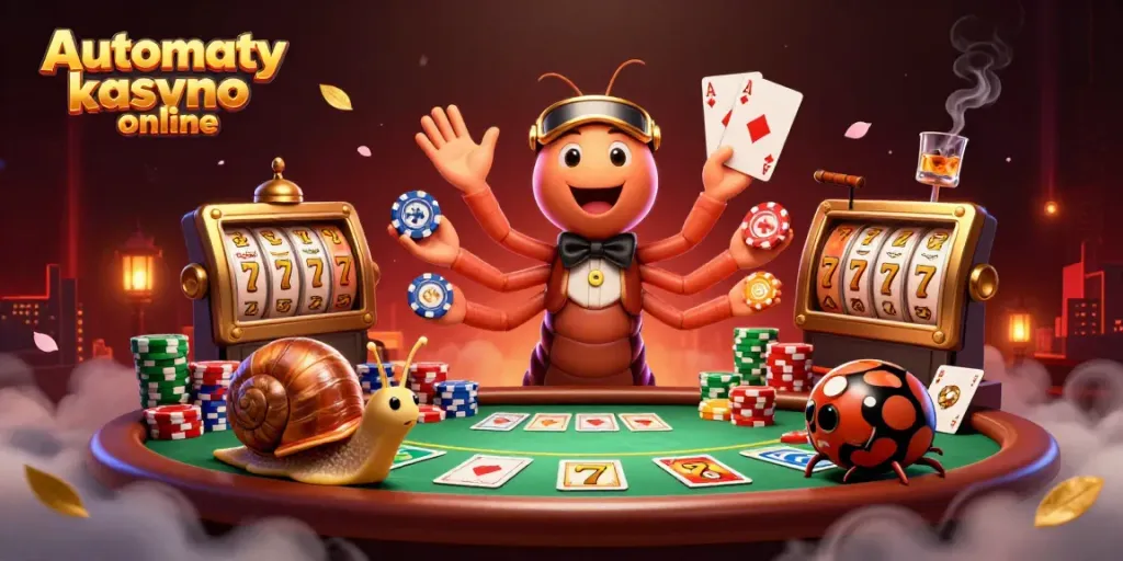 Experience automaty kasyno online with a vibrant 3D illustration showcasing thrilling slot machines and unique casino characters.