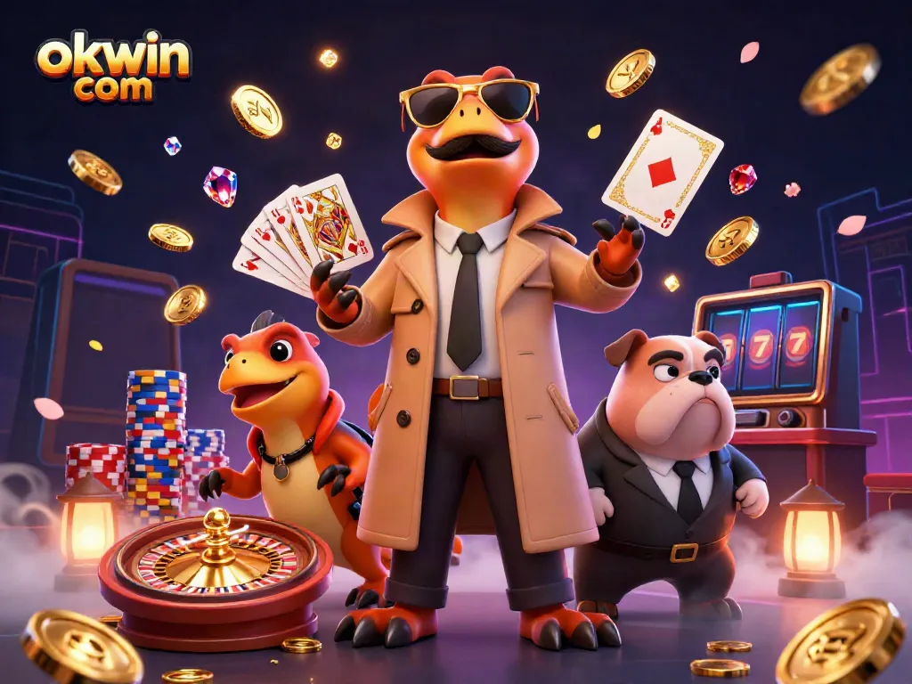 Experience excitement at okwin com with playful raptors trying to enter a VIP casino lounge.