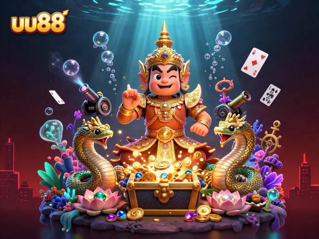 Engage in thrilling games at uu88, featuring vibrant 3D casino elements and energetic characters.