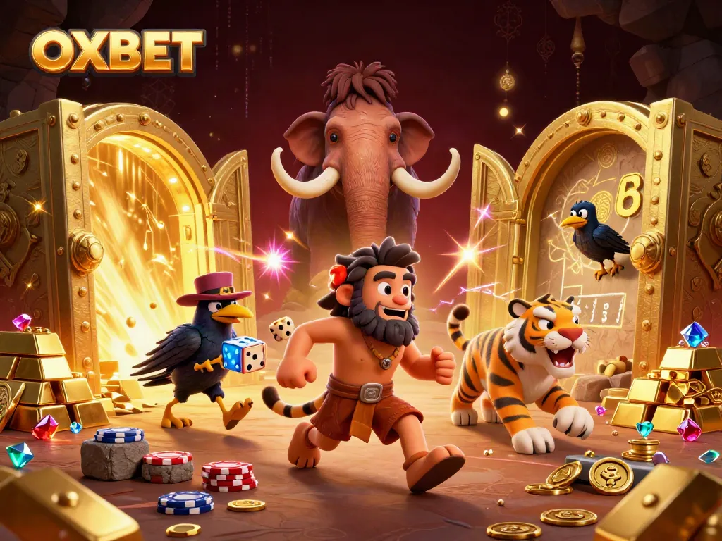 Experience the thrilling OXBET casino scene with vibrant characters and intricate designs.